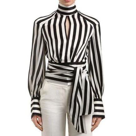 Women's  Black And White Striped Top