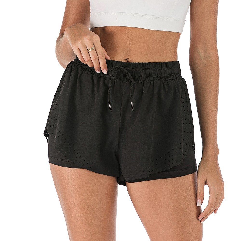 Women Summer Running Shorts Elastic Waist With Waist Rope