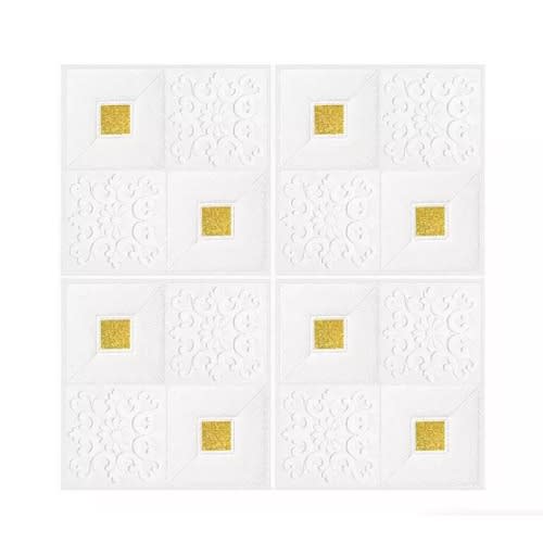 Pe Foam 3D Self Adhesive Brick Wallpaper -  27" X 30" -White Gold