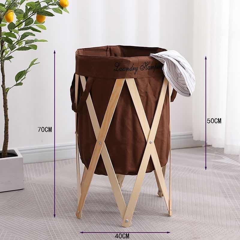 Foldable Laundry Basket With Wooden Frame