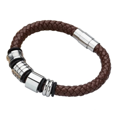 Men Leather Bracelet Big Band - Brown