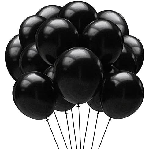 12" Helium Latex Party Balloons - Black - 100pieces