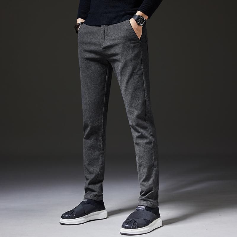 Man woolen jewelry pants warm black velvet trousers gray and blue for business big size 28 to 38 novelty