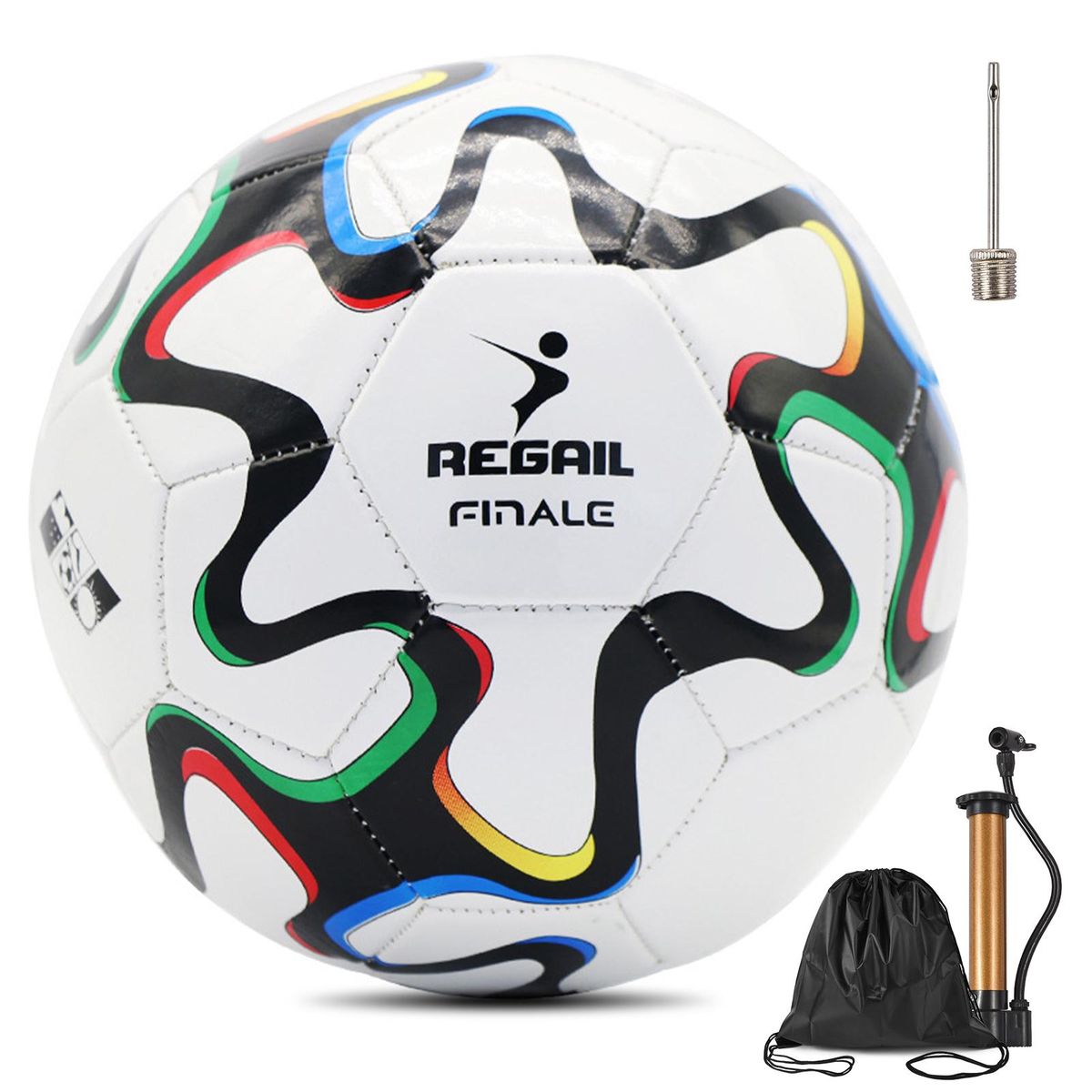 Size 5 Soccer Ball for Youth Machine Stitched Football with Pump Needle and Storage Bag for Sports Training Match Game