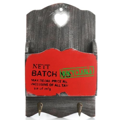 Vintage Look Wood Mail Organizer Letter Holder Key Rack  Red