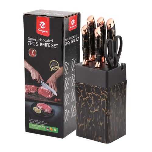 7 Pcs Non-stick Kitchen Knife Set & Scissors + Knives Sharpener With Holder