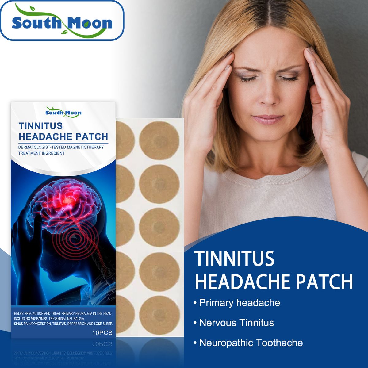 10Pcs Tinnitus Headache Relief Patch Herbal Plaster
