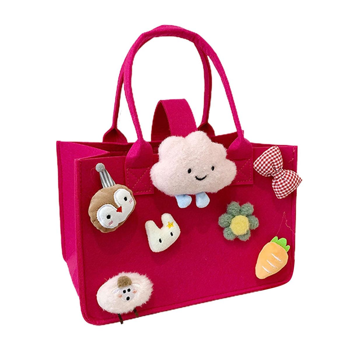 Souvenir Bag Cute Cloud Animal Decoration Tote Bag Rose Red