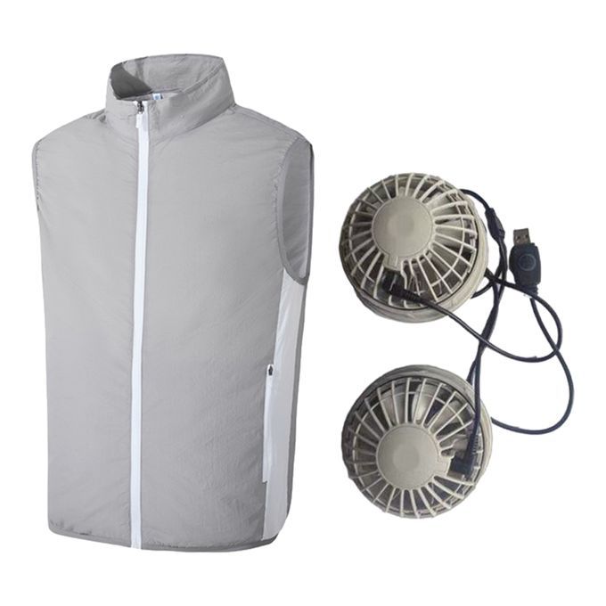 Wearable Fan Air Circulation USB Rechargeable Portable Light Gray XXL