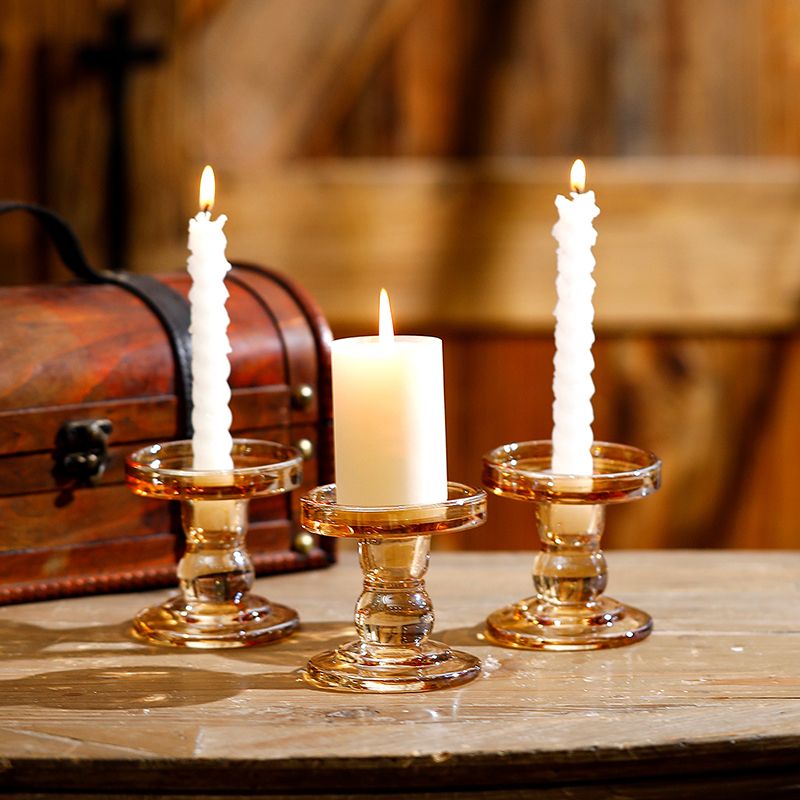 3 Pcs Glass Candle Holders Tealight Candle Pillar Candle