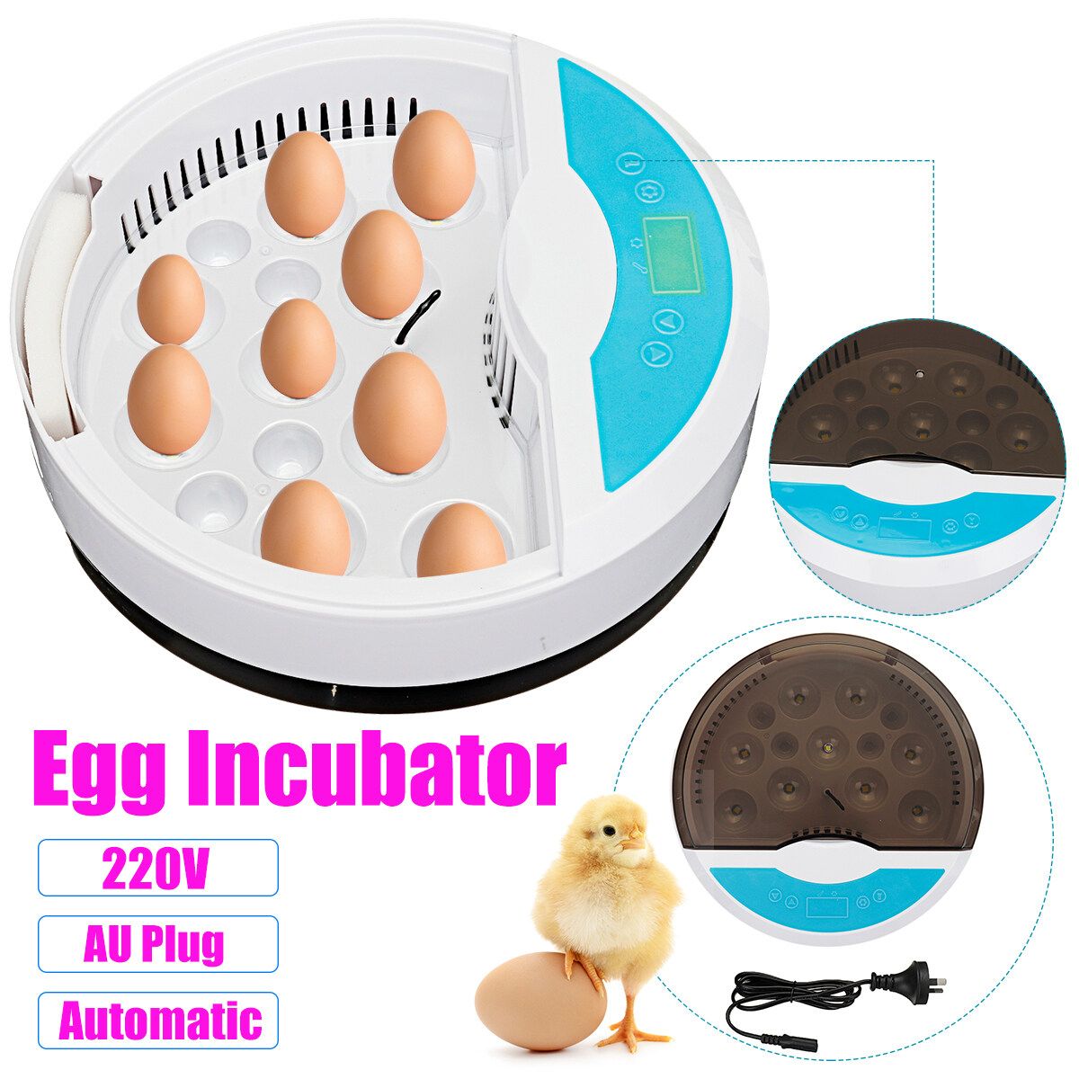 9 Eggs Incubator Temperature Control Home Farm Automatic Chicken Duck Hatcher