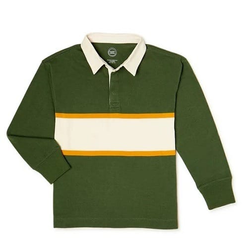 Boys Rugby Long Sleeve Polo Shirt - Green