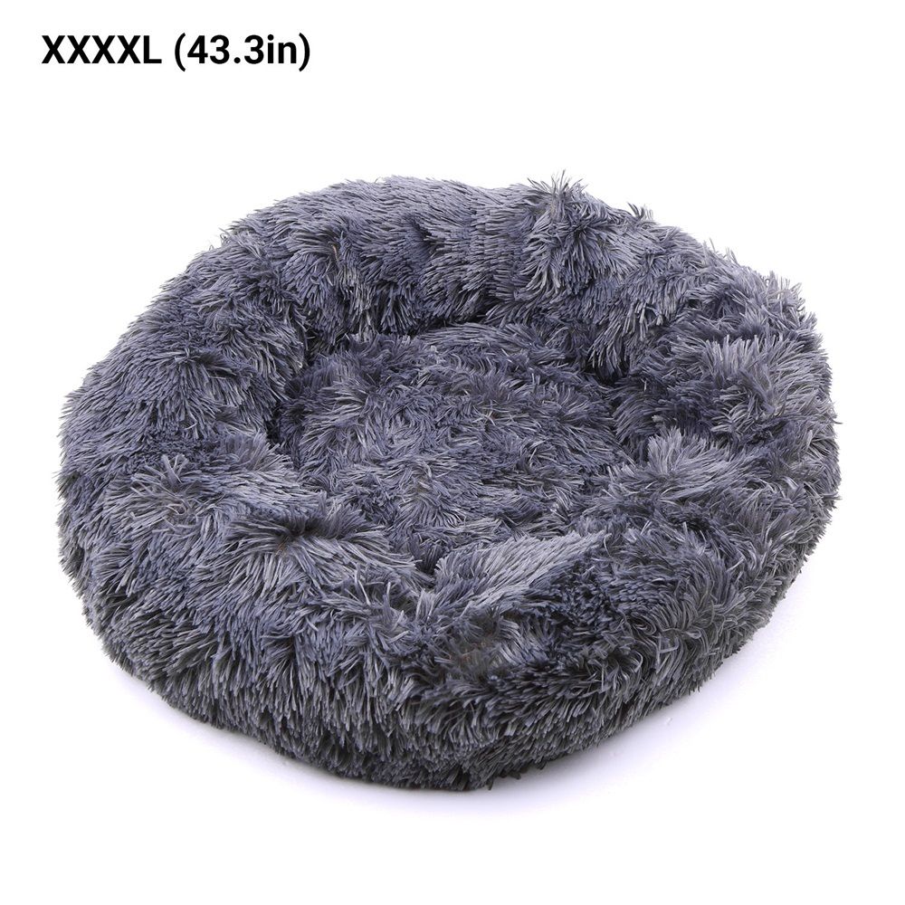 Comfortable Plush Round Pet Bed For Dogs Cats Soft Fur Donut