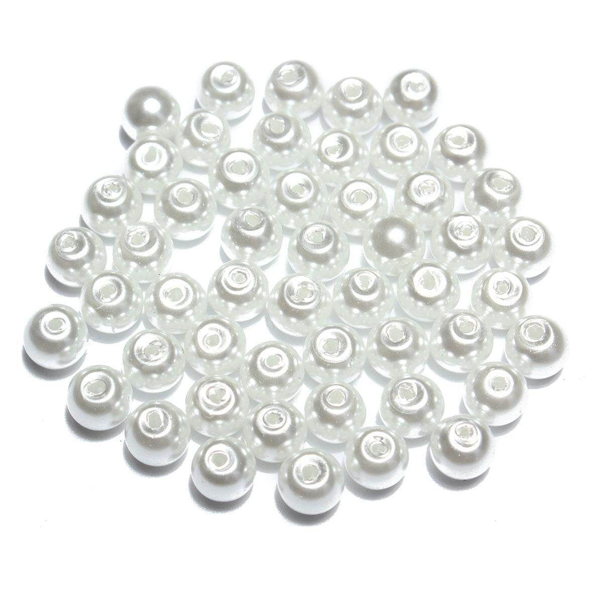 Wholesale Lots Glass Pearl Round Spacer Loose Beads 4mm/6mm/8mm White 4mm 100pc