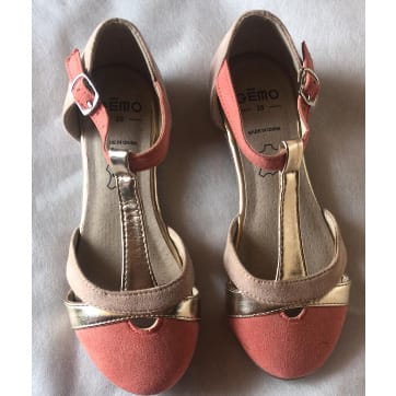 Suede Leather T-bar Girls Sandal- Brown