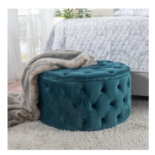 Welvet Ottoman- Teal