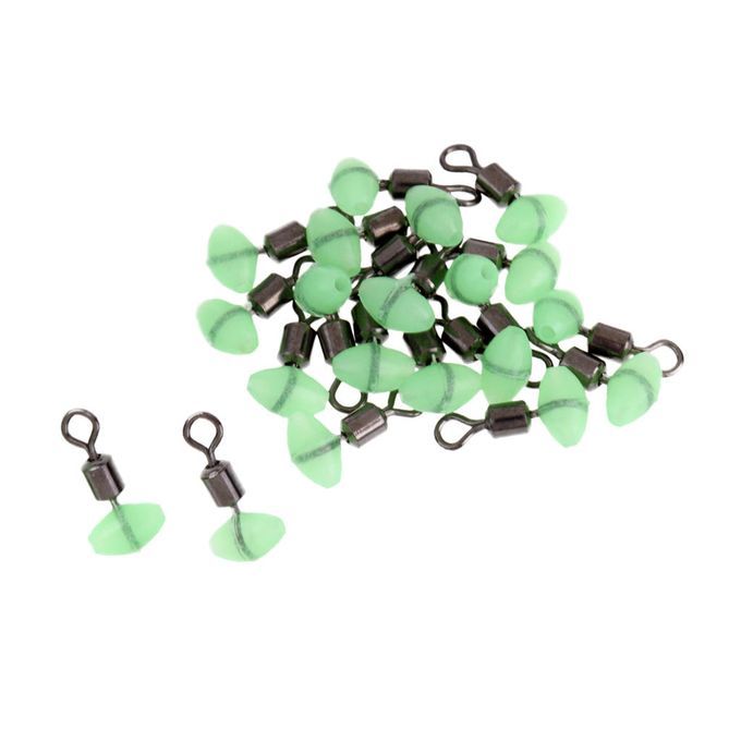 20pcs  Rig Beads With Rollering Swivels Green Noctilucent