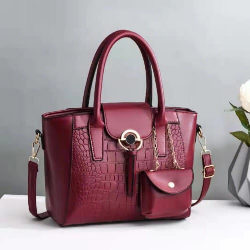 Ladies Leather Handbag - Wine Red