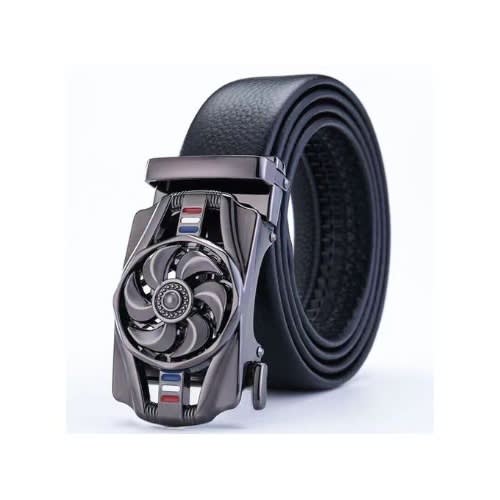 Men's 120cm Fashion Belt Rotating Automatic Black Buckle Design