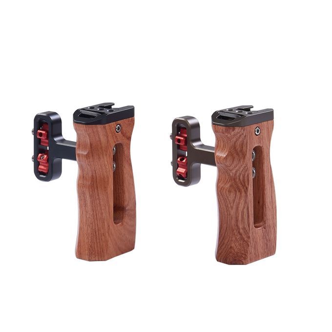 Wood Handle Grip Mount For DV Video Cage Rig W/Cold Shoe 1/4 Black