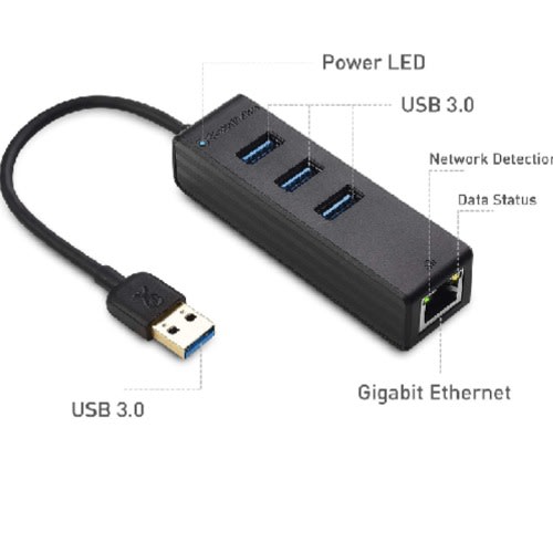 Use 3.0 3 Port Hub With Gigabit Ethernet Adapter