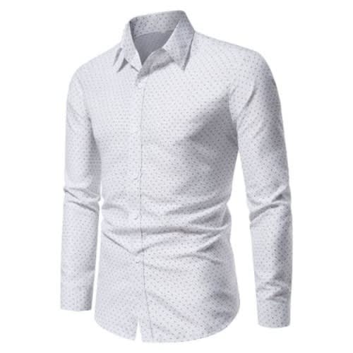Men's Dotted Long Sleeve Shirt - White