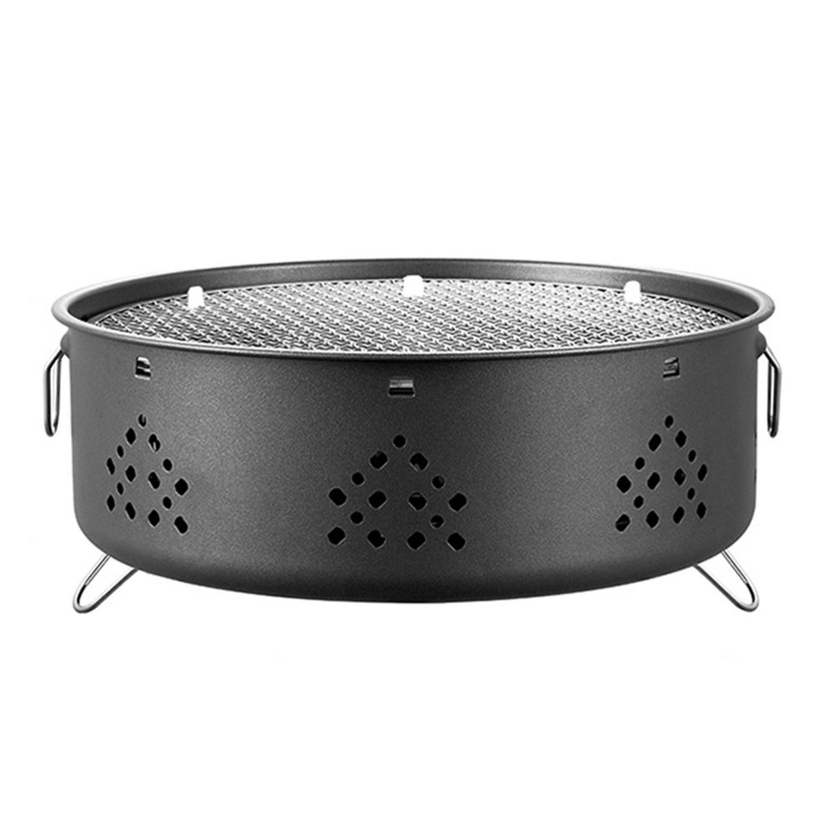 Non-slip Food Grill Grillmaster Portable Stainless Steel for Camping Dark Gray