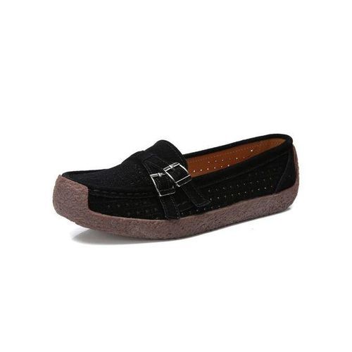 EUR Size 35-41 High Quality Flats Women Suede Leather Flats Shoes Handmade Comfort Loafers Black