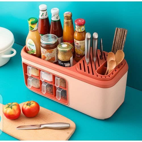 Multifunctional Kitchen Knife & Cutlery Spice Holder Rack