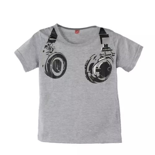 Boy's Short Sleeve Headphone T-shirt-  Grey