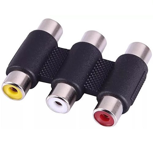 Female To Female AV 3 RCA Audio & Video Coupler Adapter