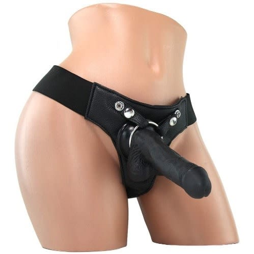 8'' Dildo With Elastic Strapon Black