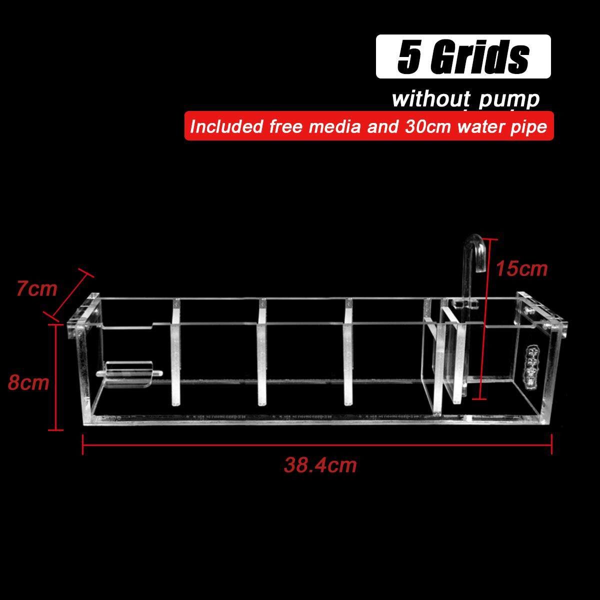 2-6 Grids Acrylic Aquarium Fish Tank External Hang On Filter Box Without Pump # 3 Grids Five Boxes