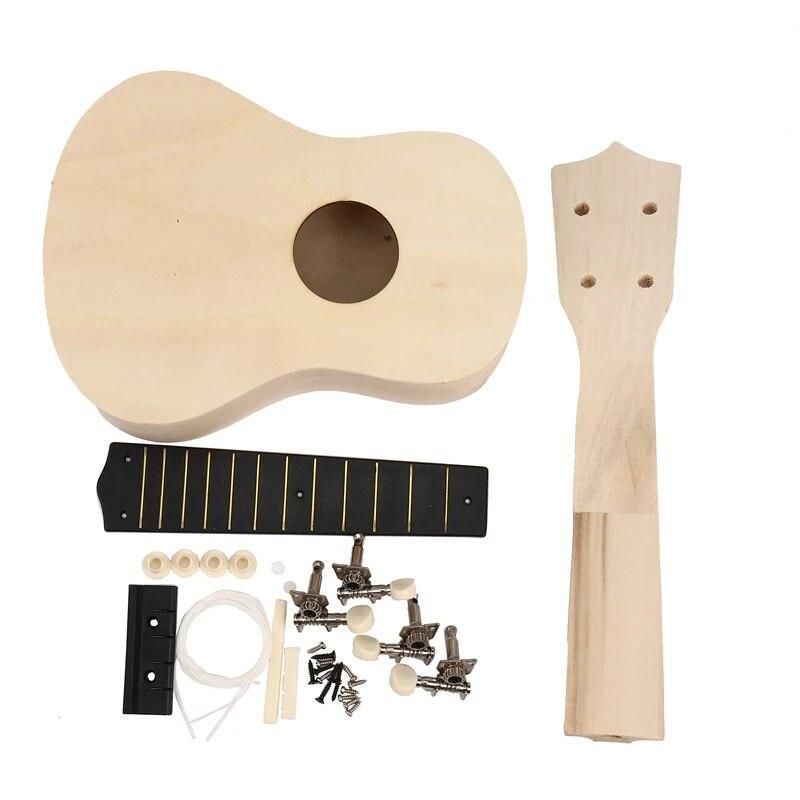 21inch White Wooden Ukulele Soprano Hawaiian Guitar Uke Kit Musical Instrument DIY
