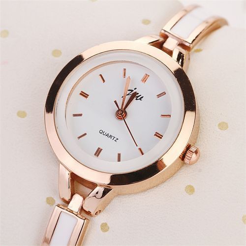 Ladies Classic Slim Small Round Dial Bracelet Watch - Gold