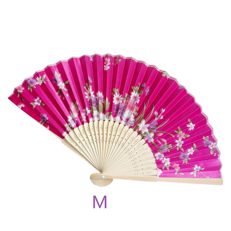 Chinese Wedding Gifts Beautiful Bamboo Pocket Dance Folding Party Fan Wedding Vintage Held Colorful Hand For Summer Party Flower