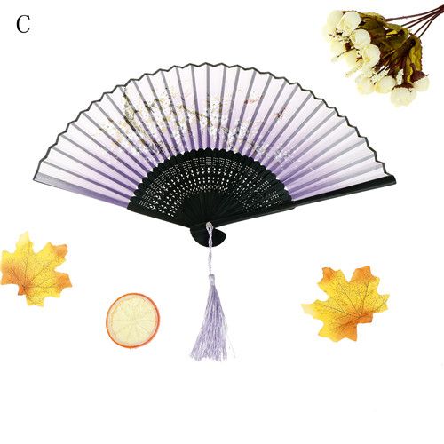 Hand Floral Chinese Decoration Painting Fans Fan Bamboo Silk Party Dance Retro Held 1PC Folding Home Japanese Ornaments