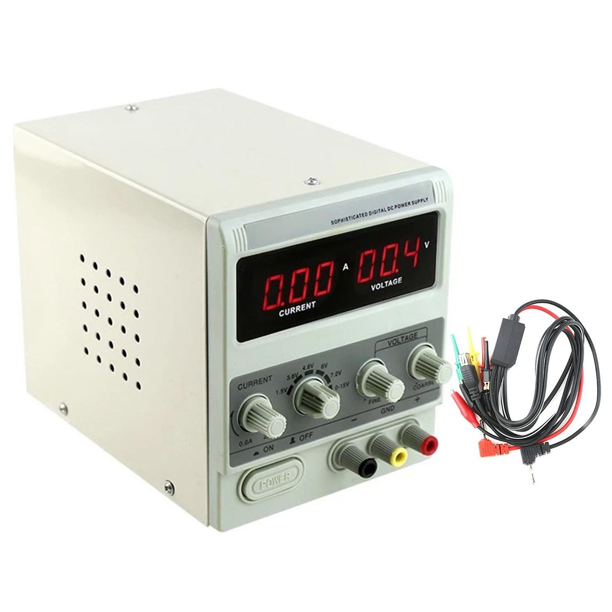 Bench DC Power Supply Variable 15V 2A Digital Display Adjustable Switching Regulated Power Supply for Mobile Phone Laptop Repair Maintenance