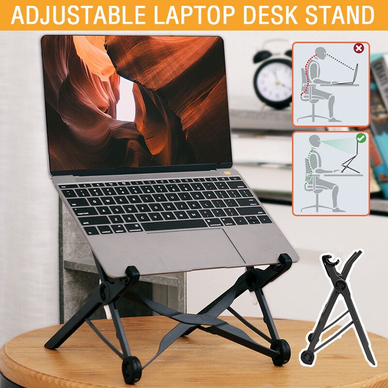 (3 Levels Adjustable) Folding Laptop Table Desk Stand Mount Portable Notebook Anti-slip Holder For Bedroom Office Business Travel Work