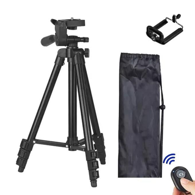 Portable Adjustable Aluminum High Quality Lightweight Camera Stand with Cell Phone Clip