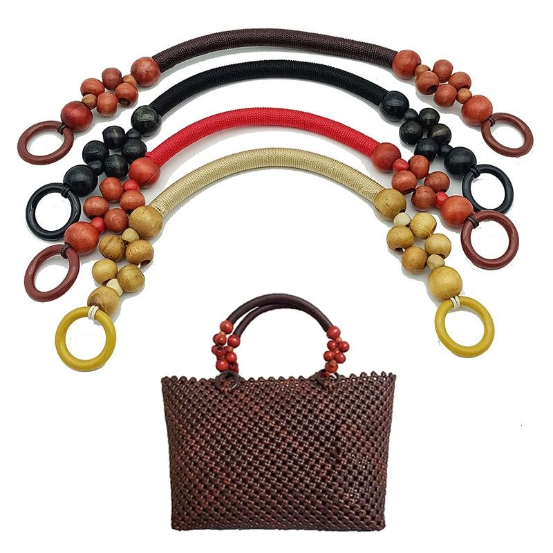 48cm Wood Bead Bag S Woven Handbag Handles Fashion Handmade Shoulder Bag S DIY Purse Handle S Bag Accessories