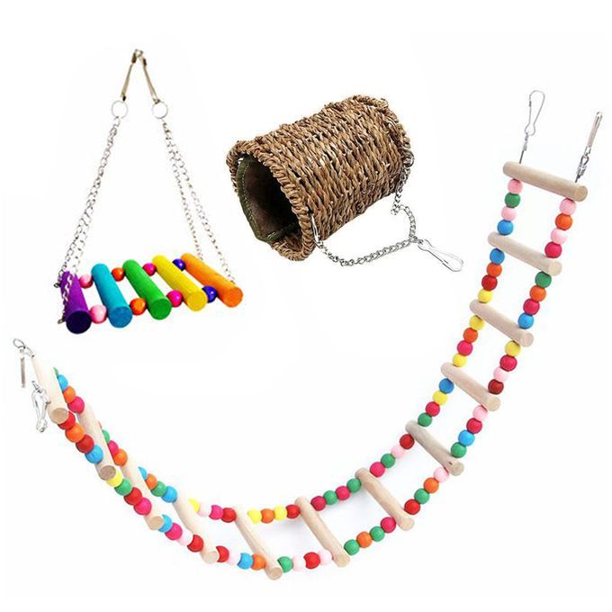 3PCS Bird Parrot Toys,Bird Warm Nest Hanging Colorful Swing