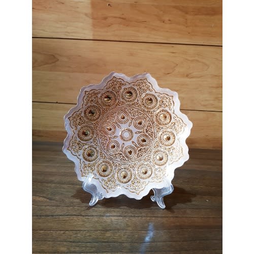 Efe Glass Turkish Hand Decorated Bowl - Silver Luster