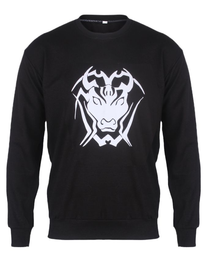 Bull Face Printed Sweatshirt- Black