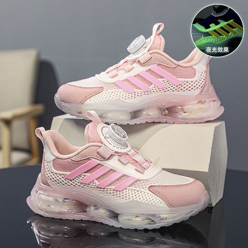 Noctilucent Kid's Sneakers Rotating Buckle Girls' Sports Shoes Pink