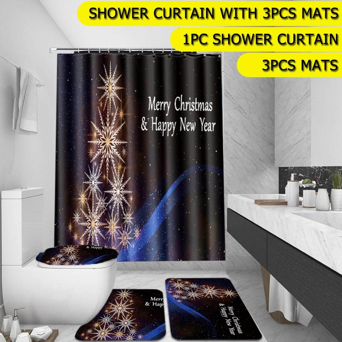 Merry Christmas Shower Curtain Aqua