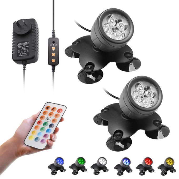 2 PCS 4 LEDs RGB Underwater Diving Lamp Light Kit Set With