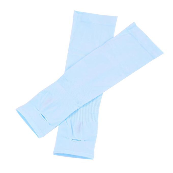 1 Pair Women Men UV Protection Anti Slip Arm Compression Sleeves Blue