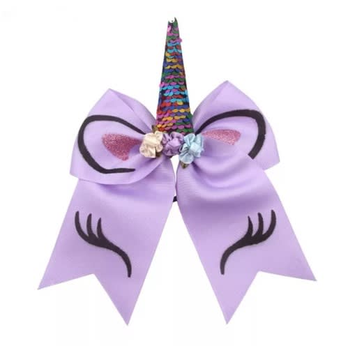 Unicorn Studded Hair Bow- Purple