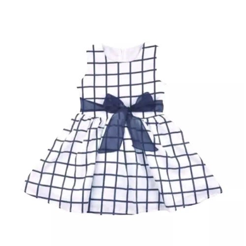 Toddler's Plaid Sleeveless Dress - White & Blue